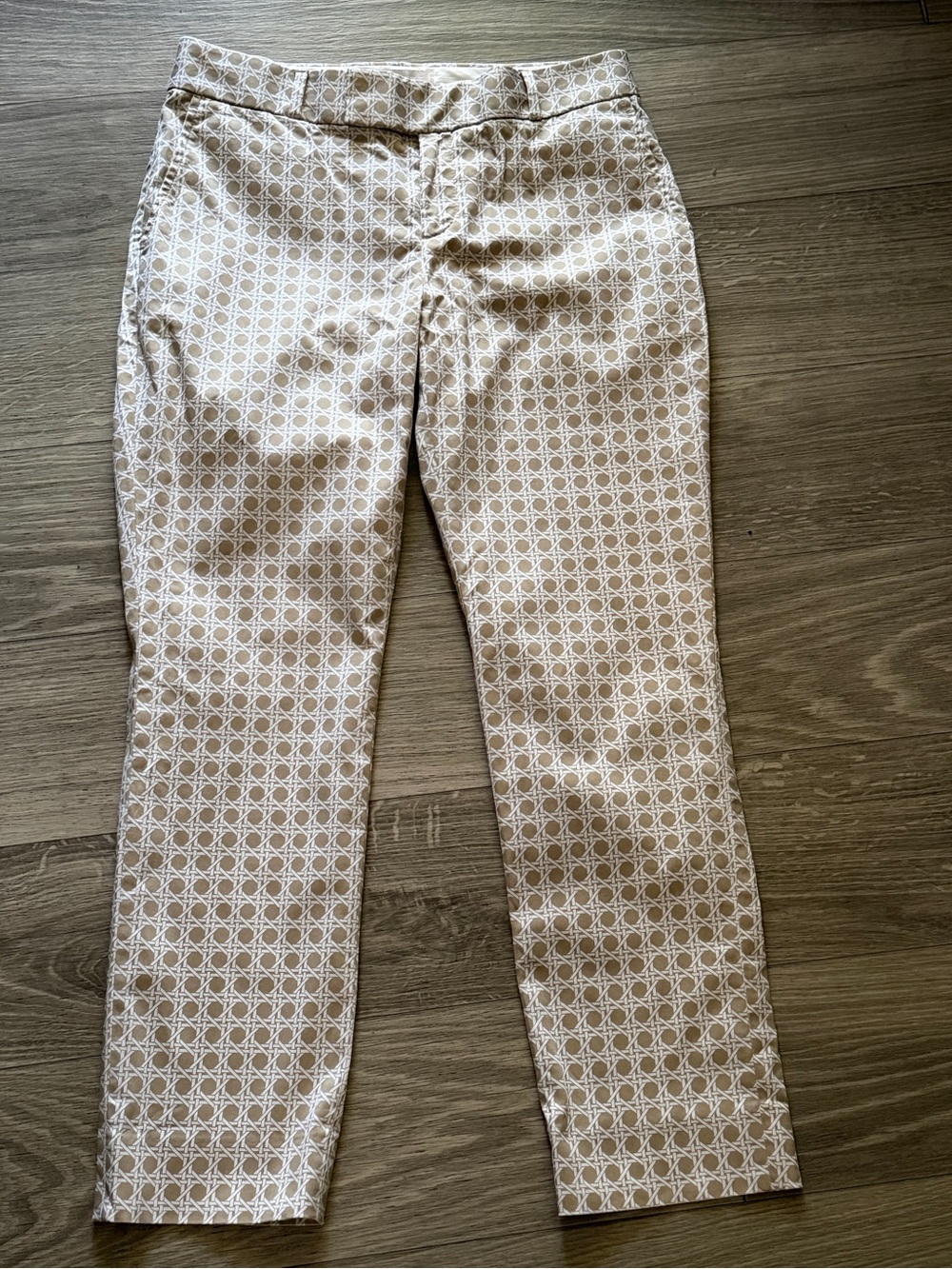 Classic women Beige Patterned Dress Pants